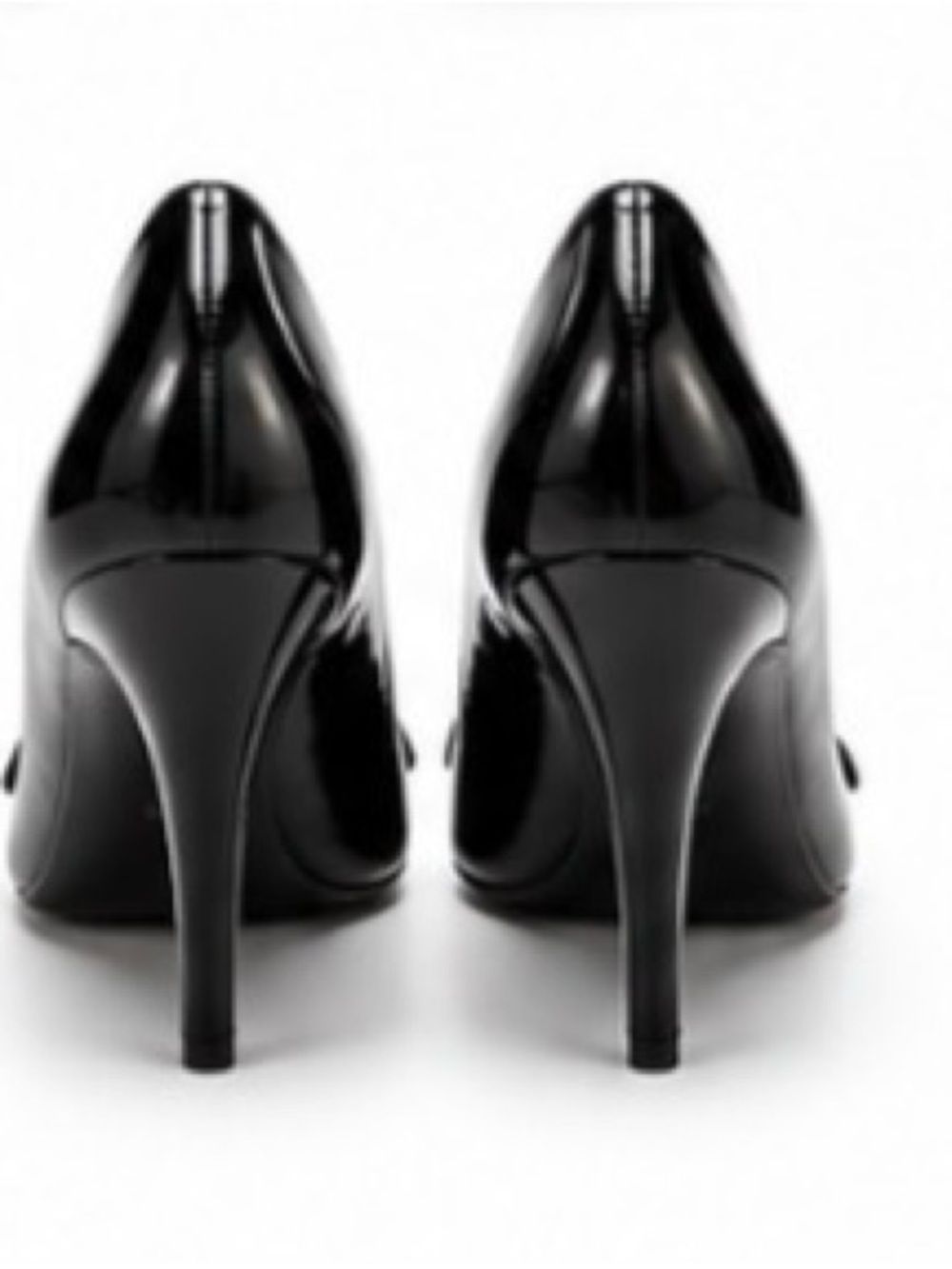 Paris Hilton Black Patent Peep Toe Bow Heels Size 7 Glam Party Pumps - Picture 5 of 5